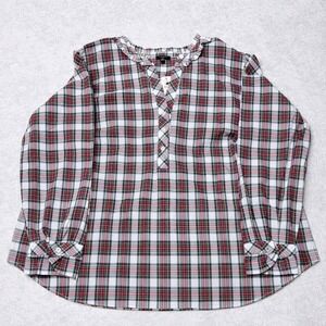 Talbots Plus 2X Plaid Blouse NWT Holiday Button Top